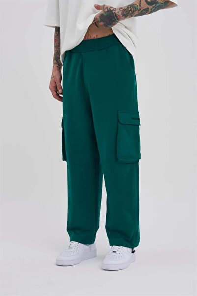 Machinist Men's Cargo Pocket Pack Oversized Baggy Sweatpants Fat Green