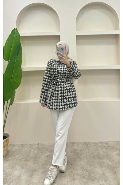 lurex moda Houndstooth Patterned Shirt