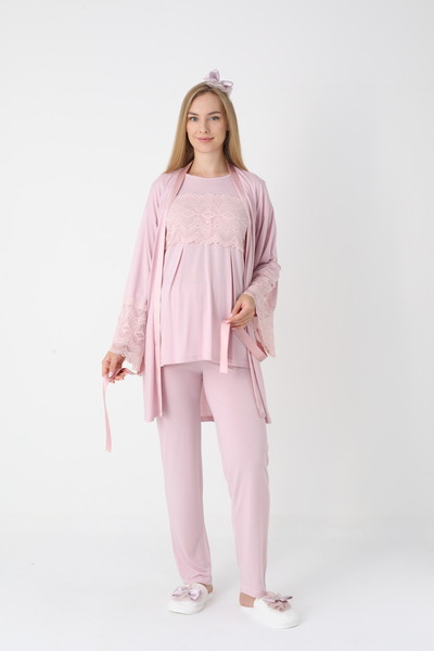 ERDENİZ TEKSTİL طقم بيجامة للأمهات الحوامل والمرضعات مكون من 3 قطع، ملابس للأ...