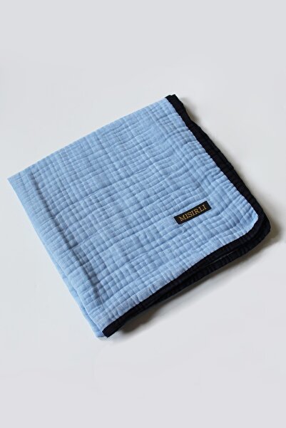 Mısırlı Eşarp 105x105 Muslin cu vipușcă Eșarfă - Baby Blue, Bleumarin