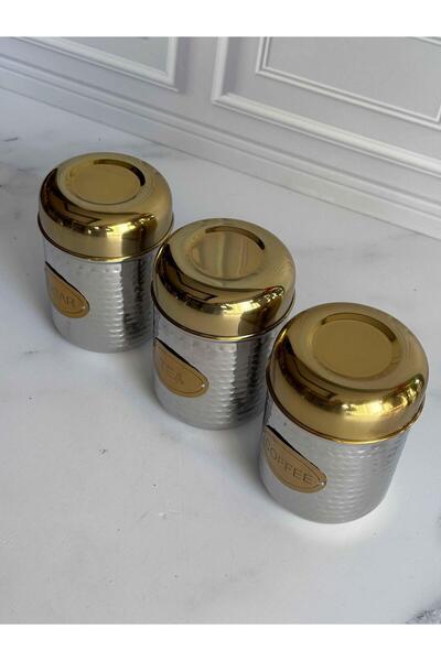 ROSSEV Gold Lid Stainless Steel Storage Container Set of 3