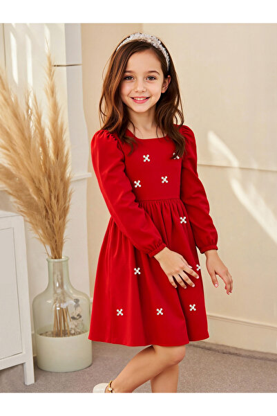 Take Two By Styli Embellished Square Neck Puff Sleeve Dress