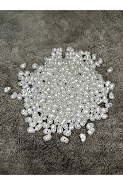 Mos Tespih 10 Gram Beyaz Lüks Yamuk Plastik Delikli İnci Boncuk