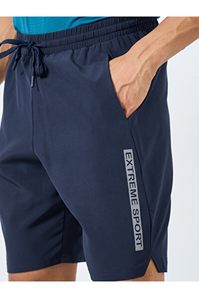 Styli Men Navy Workout Shorts with Side Print Detail