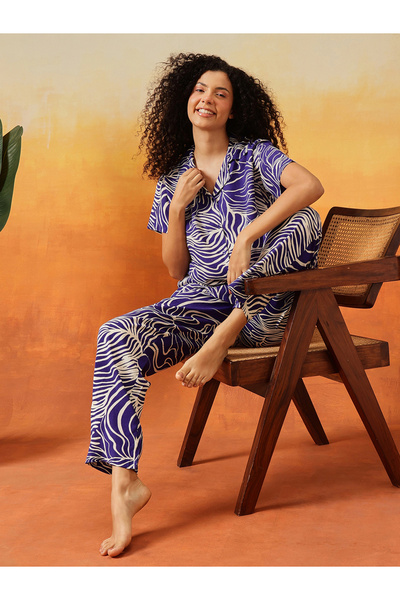 Clovia By Styli Rayon All Over Print Shirt and Pyjama Set