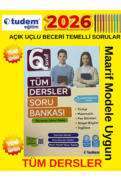 Tudem Yayınları Tudem 6.Sınıf %100 Yeni Müfredat Tüm Dersler Soru Bankası (Aç...