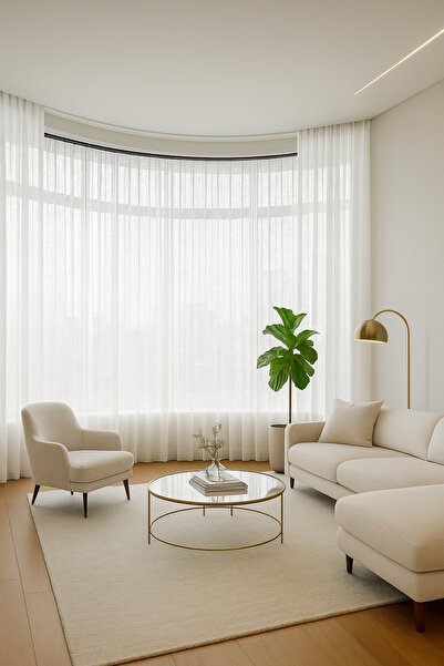 Taç Linen Tulle Curtain Ecru – Custom Woven Premium Quality Modern Design Stylish Decorative Model