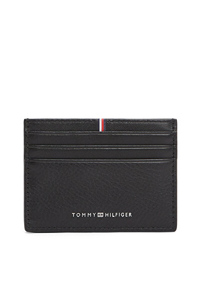 Tommy Hilfiger Men Black Corporate Logo Leather Holder