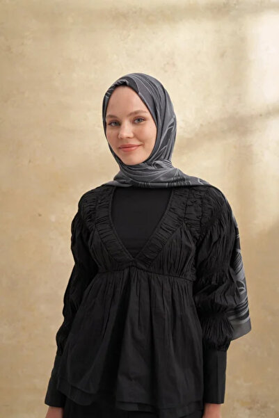ARMANDA Bambu Flore Pattern Black Shawl