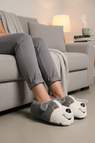 AYAKMOD Παντόφλες Unisex με μοτίβο γκρι σκύλου 26K001