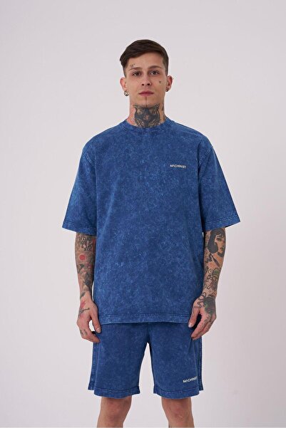 Machinist Men's Basic Washable Relaxed T-Shirt with Indigo Effect