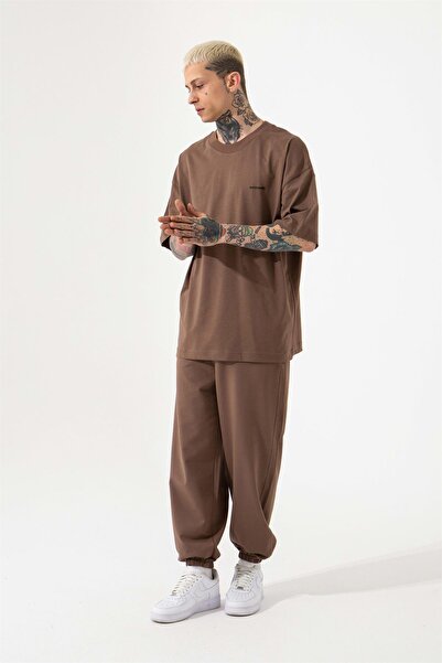 Machinist Men's Oversized Basic Suprem Cotton T-Shirt Brown