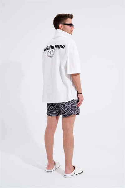 Machinist Ανδρικό παραδοσιακό vintage σορτς κολύμβησης μαύρο-λευκό