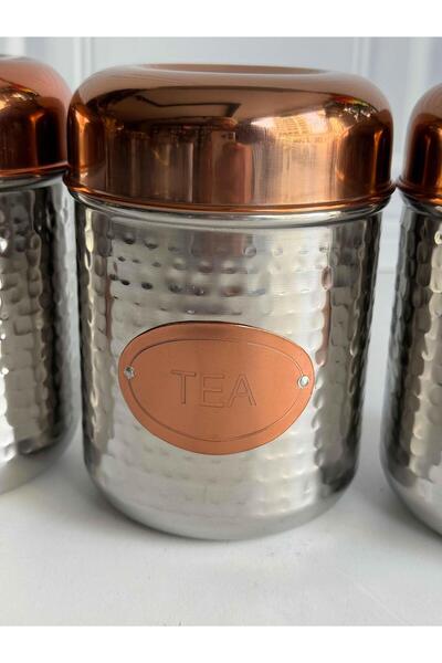 ROSSEV Stainless Steel Storage Container Set with Copper Lid, 3 Pieces