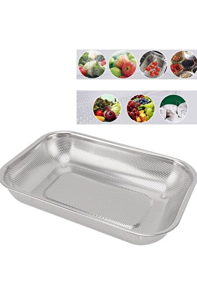 DAMMERUN Paslanmaz Çelik Yerden Yüksek Süzgeç – 37x27 cm Geniş Yapı, Pirinç v...