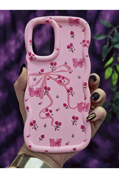Magic Ring Realme 10 4G Uyumlu Kelebek Kurdele ve Çiçek Desenli Pembe Telefon...