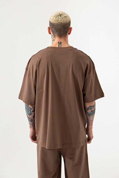 Machinist Men's Oversized Basic Suprem Cotton T-Shirt Brown