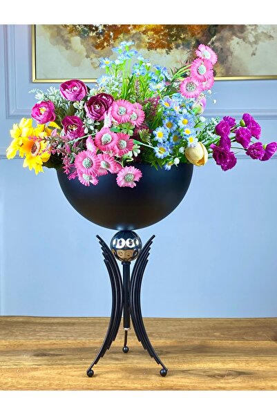 Decodelight Model de înger decorativ modern, picioare negre, cromat/auriu, vază mare pentru sufragerie, decor de masă