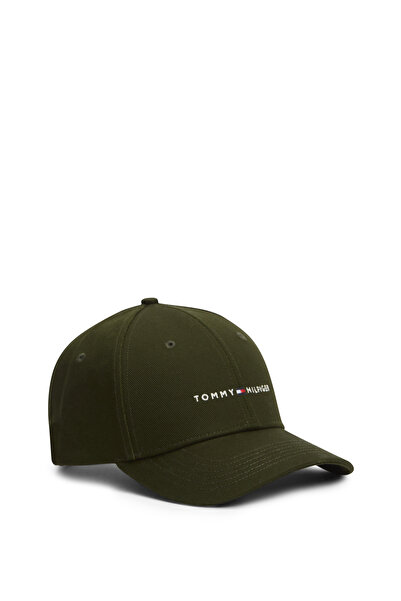 Tommy Hilfiger Men Green Logo Embroidery Twill Six-Panel Baseball Cap
