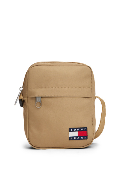 Tommy Hilfiger Men Beige Essential Repeat Logo Crossbody Reporter Bag