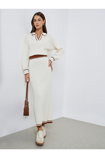 Styli Off White A-Line Maxi Skirt