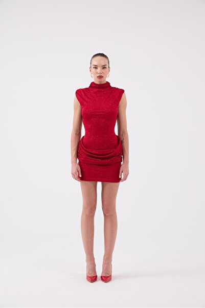 HOLLY LOLLY Backless Glitter Mini Judy Dress Red