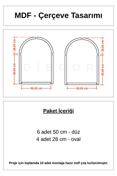 DİECOR Dekoratif Ahşap Duvar Çerçeve Paneli Seti – Modern Kendin Yap Çerçeve Kiti