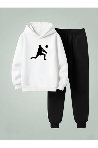 LORVEX Children's Sweatshirt - Tracksuit Set (Hooded) Cuff Printed 3 Thread Raised Border