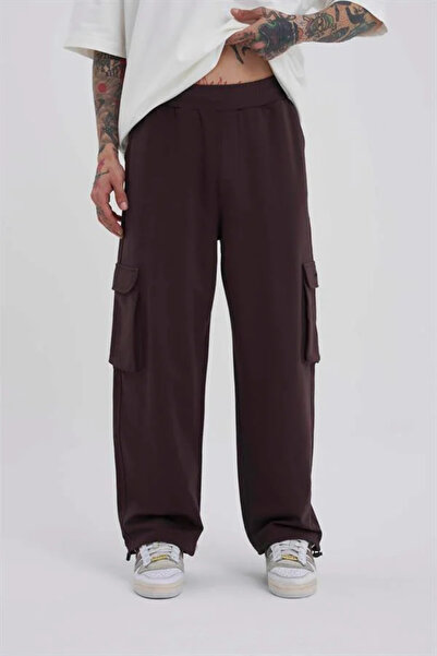 Machinist Men's Cargo Pocket Pack Oversized Baggy Sweatpants Brown