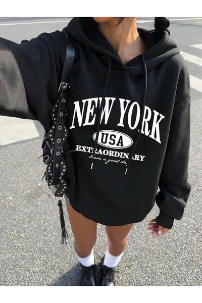 BY CAESAR Εξαιρετικό Φούτερ Νέα Υόρκη με Κουκούλα