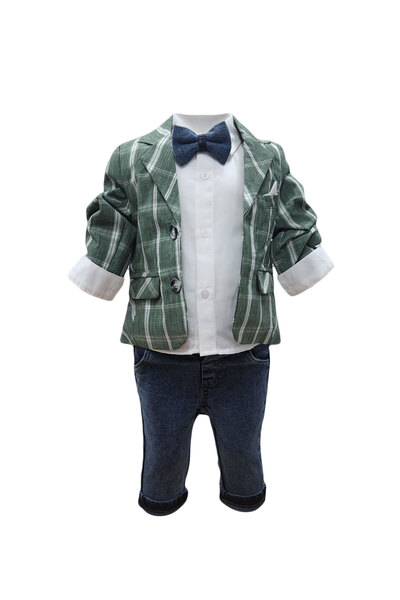 fantasialand Boys' baptism suit, model HTBB 111, green color