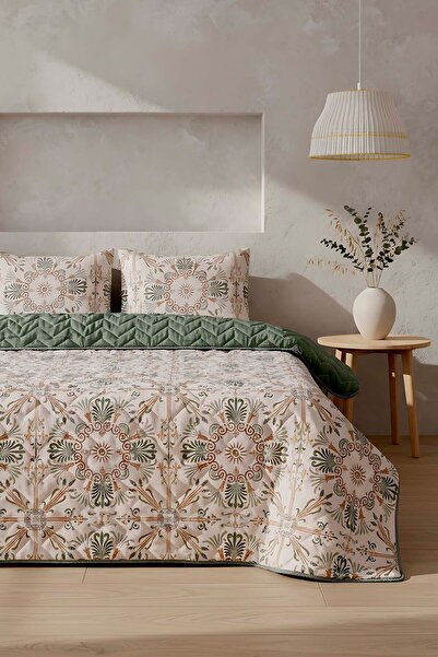 Rivaİstanbul Ethnic Palace Double Cotton Quilted Pike & Bedspread