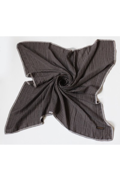 Mısırlı Eşarp 105X105 Muslin Piped Scarf - Anthracite