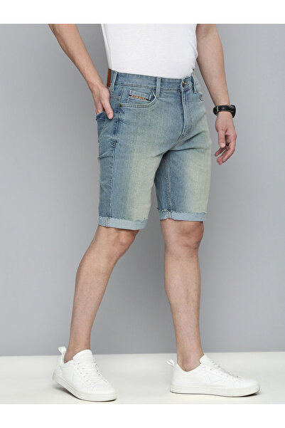 The Indian Garage Co By Styli Men Acid Wash Denim Shorts