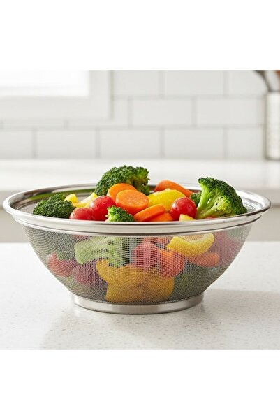 DAMMERUN 28 cm Paslanmaz Çelik Süzgeç – Dayanıklı Kalın Çelik, Geniş Hacimli ...