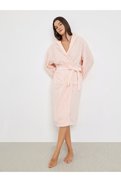 Styli Ribbed Fleece Hooded Robe