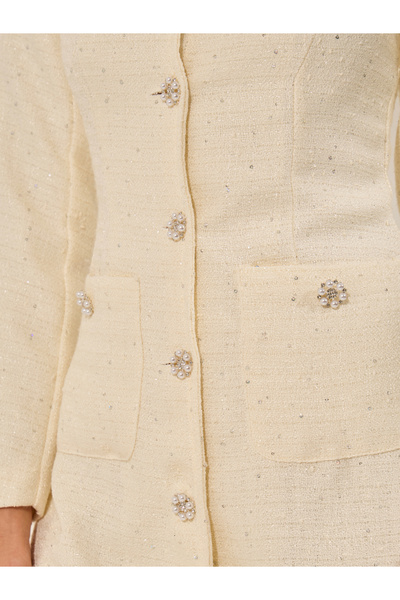 Styli Embellished Tweed Midi Bodycon Dress