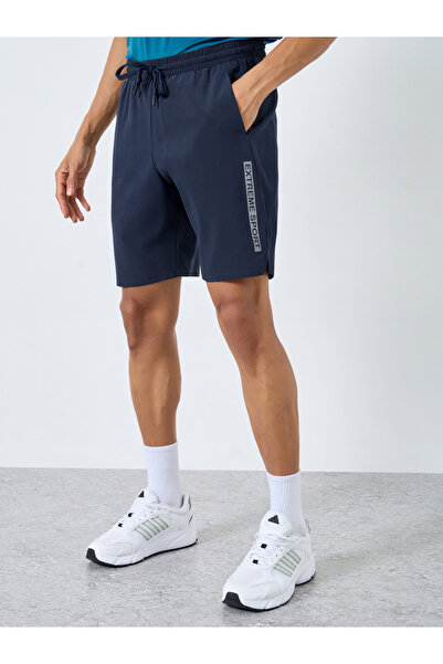 Styli Men Navy Workout Shorts with Side Print Detail