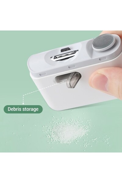 TRENDMARK 2-in-1 Professional Electric Nail Trimmer — Polishing & Cutting, Portable, USB-C, White