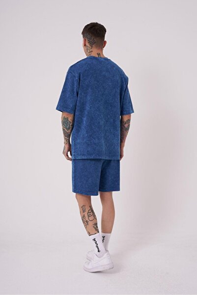 Machinist Men's Basic Washable Relaxed T-Shirt with Indigo Effect