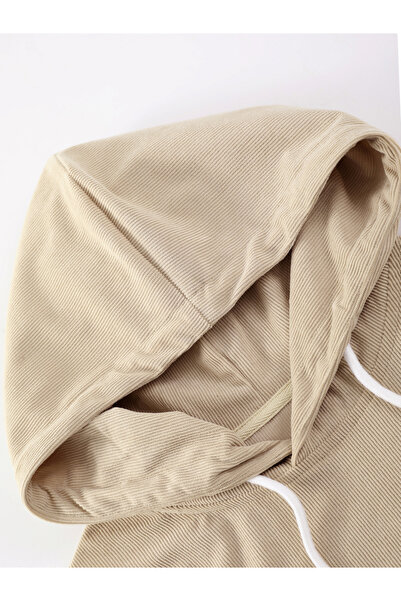Take Two By Styli Men Beige Corduroy Hoodie and Pants Co-Ords