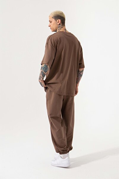 Machinist Men's Oversized Basic Suprem Cotton T-Shirt Brown