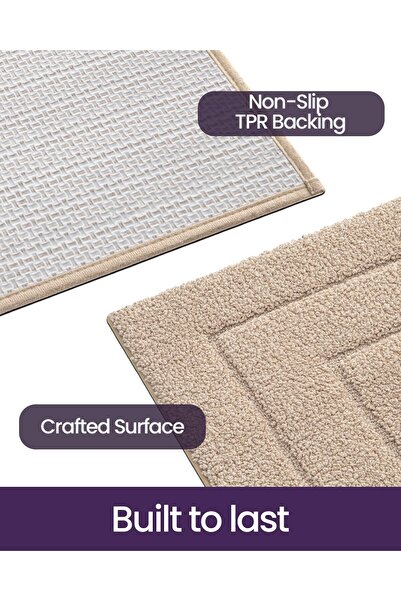 dexi Bathroom Rug Mat, Extra Soft Absorbent, Non-Slip, 50 x 80 cm, Beige