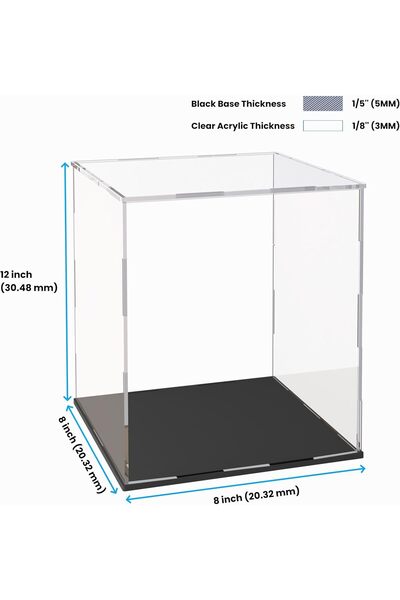 Slasa Acrylic Display Case 20.3×20.3×30.5cm for Tall Models & Collectibles