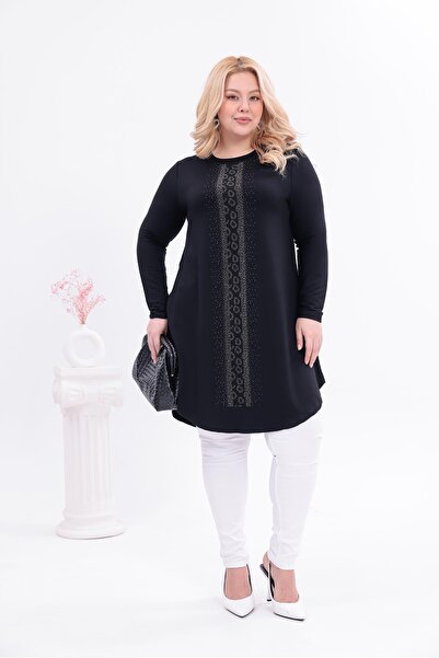 Siyezen Plus Size Stone Embroidered Tunic Blouse