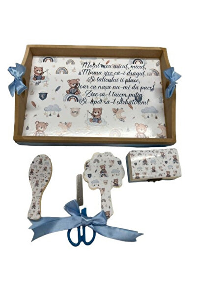 Paperla Tavita de turta, 5 piese, Ursuleti, albastru