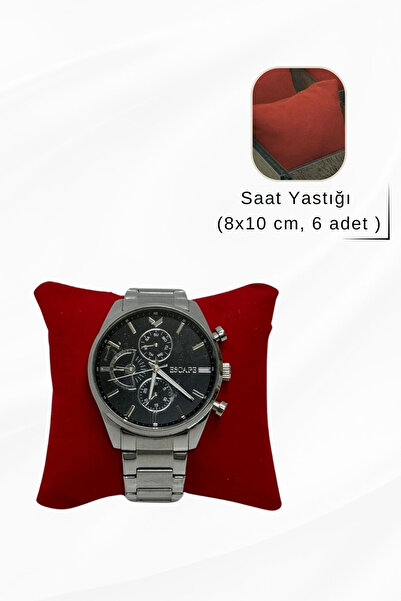 Yaman Hediyelik Kırmızı Süet Saat Yastığı 8x10 cm, 6 adet Saat Kutusu İç Yast...