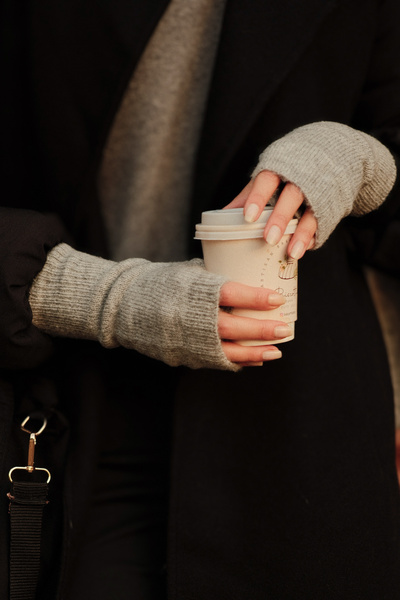 CHUBA Women's Knitwear Scarf & Beanie & Gloves Three-Piece Set Gray 26W5006