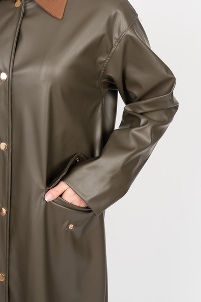 MissVina Adell Leather Long Overcoat Trench 2631