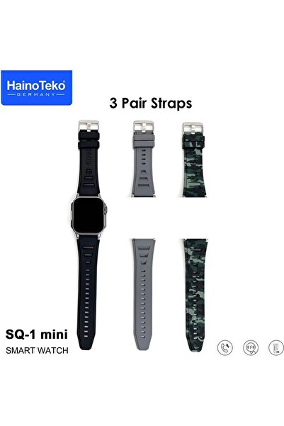 HAINOTEKO SQ1 Mini Smart Watch - Full Screen AMOLED, 3 Straps & Wireless Charger
